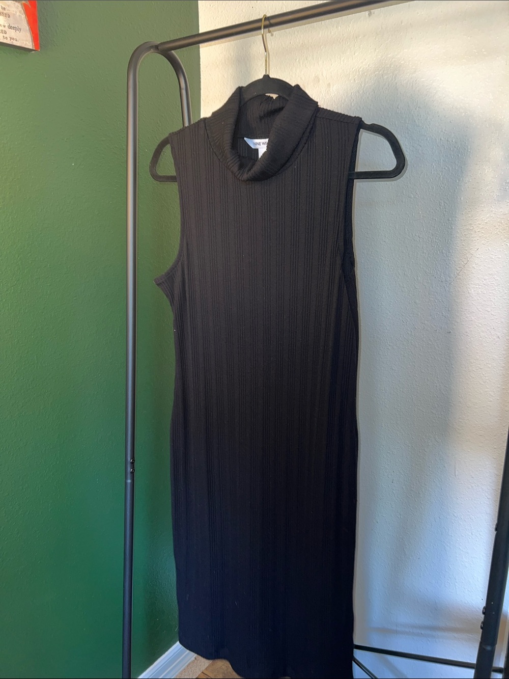 Nine West Sleeveless Black Ribbed Turtleneck Dress